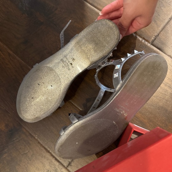 Valentino Metallic Silver Studded Sandals - Picture 6 of 6